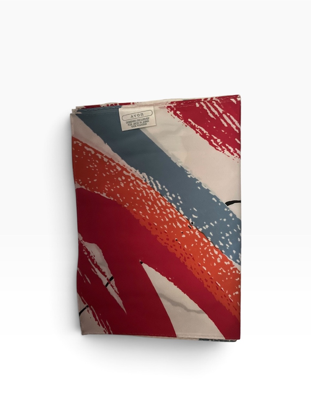 Vintage Avon Abstract Brushstroke Scarf - Red, Orange & Blue